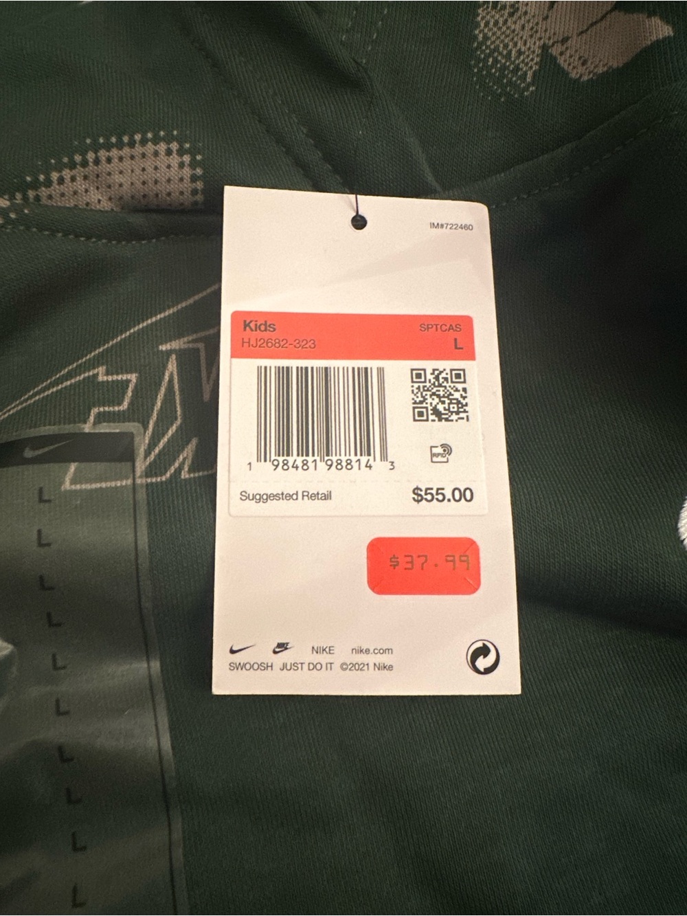 Nike Dark Green Logo-Print Hoodie. Kids size large. - Picture 2 of 2